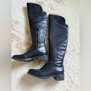 Cole Haan All Weather Black Over the Knee Boots Smooth Leather